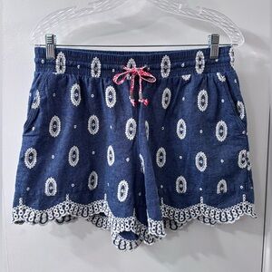 White Embroidered Eyelet High Waist Shorts